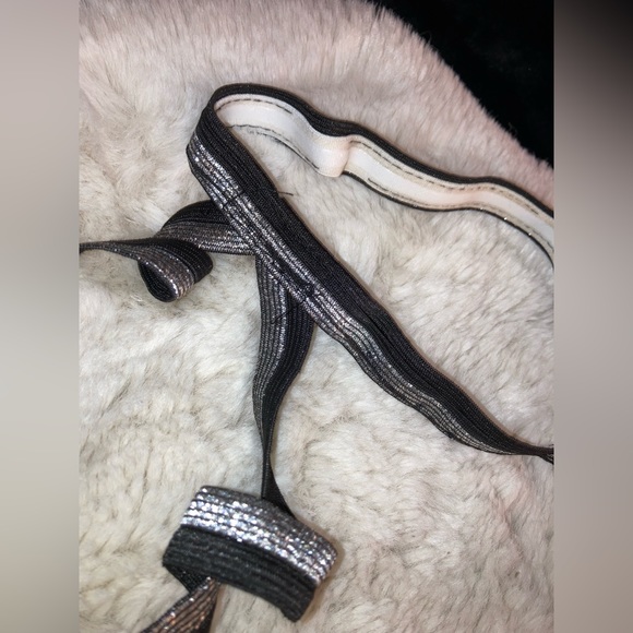 SOLD on Depop - iHeartRaves Pair of Non-Slip Black with Silver Glitter Leg Wraps - Picture 3 of 4